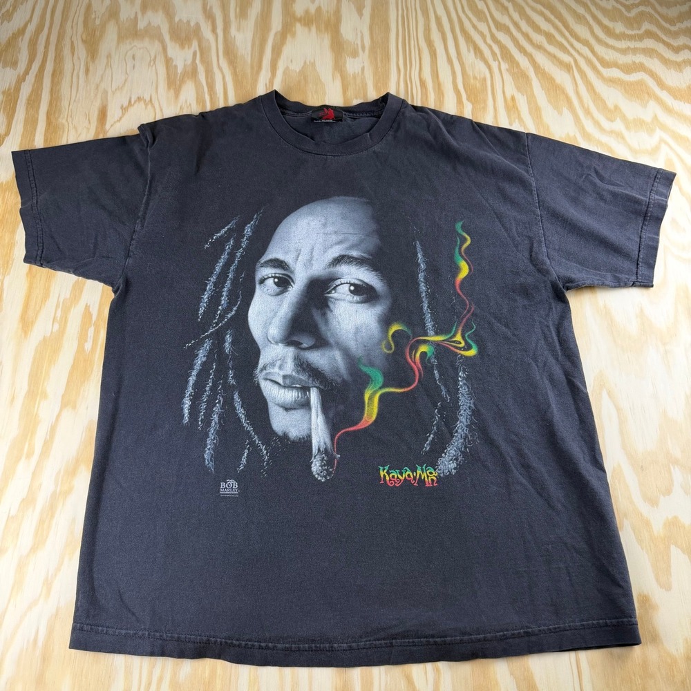 Bob Marley Zion Rootswear Kaya Man Graphic T-Shirt Black XL Reggae Music Tee